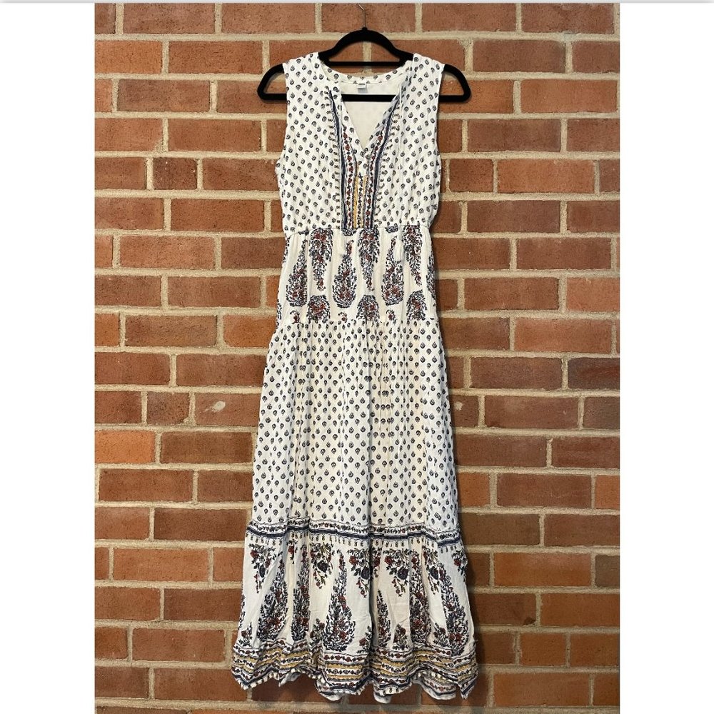 Old Navy White & Floral, Keyhole Neck, Floor-Length Sun Dress